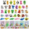 36 Pack Valentines Cards for Kids Classroom, Valentines Erasers for Kids Class Valentine's Greeting Cards with Assembly Cartoon Animal Erasers Toys, Classroom Exchange Gift for Kids Girls and Boys view 1