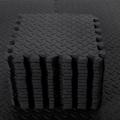 Shihanee Foam Floor Tiles Foam Floor Mats Play Mats Bulk with Borders Interlocking for Gym Nursery Bedroom(64ft,Black)