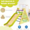 GLACER Toddler Triangle Ladder w/Ramp, 2-in-1 Wood Triangle Climbing Toy w/Gradient Adjustable Slide, Safety Handrails, Indoor/Outdoor Kids Play Gym Activity Climber for Home (Colorful) view 3