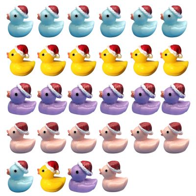 EOMTUR 50pcs Mini Christmas Ducks, Exquisite Mini Duck Dolls Cute Duck Party Decorations Birthday Shower Cake Decorations (Multi-Color)