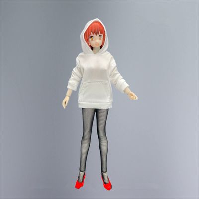 1/12 Scale Action Figure Clothes,Female Hoodie Sweater Costume Clothes for 6inch Action Figure Body (White, Female Clothes)