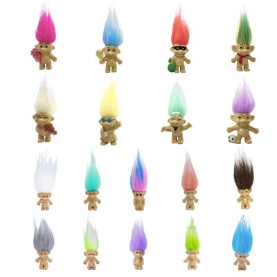 Retro Troll Dolls PVC Vintage Troll Doll Mini Action Figures Cake Toppers Chromatic Adorable Cute Little Guys Collection, School Project, Arts Crafts, Party Favors (18pack)