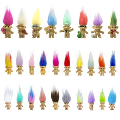 Mini Troll Dolls, PVC Vintage Troll Doll Mini Action Figures Cake Toppers Chromatic Adorable Cute Little Guys Collection, School Project, Arts Crafts, Party Favors (28pack)