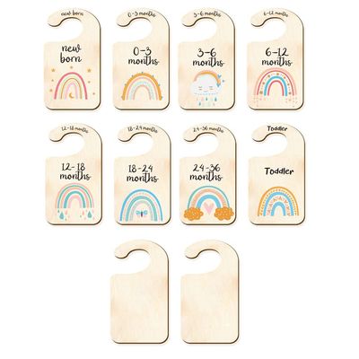 CRASPIRE 10PCS Wood Baby Wardrobe Dividers Rainbow Design from Newborn to 36 Month Hanger Seperaters Baby Closet Organizers, Nursery Infant Wardrobe Divider Gift, for Newborn Baby Shower