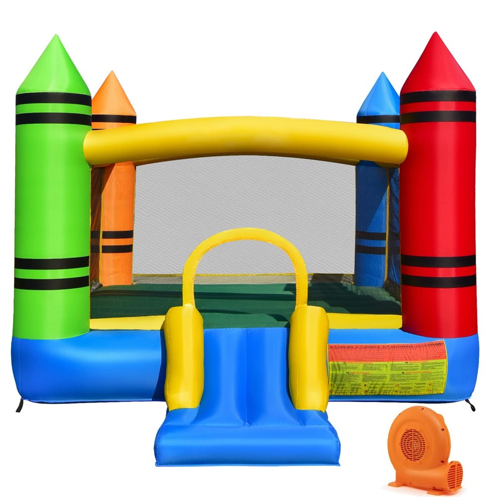 Costzon Inflatable Bounce House, Party Castle Bouncy House for Kids 12ft L x 9ft W x 6ft H Indoor Outdoor Fun w/Large Jumping Area & Fun Slide, Blower, Toddler Bounce House for Backyard Birthday Gifts