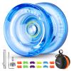 MAGICYOYO Professional Crystal Yo Yo K2, Responsive Yoyo for Kids 8-12, Plastic Finger Spin Trick Yo-yo with Unresponsive Bearing for Intermediate +12 Strings+Bearings Kit+Carry Bag (Crystal Blue) view 1