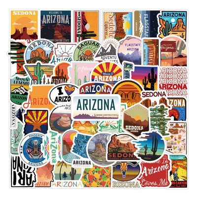 63 Pcs America Arizona Aesthetics Flag Graffiti Waterproof Vinyl Stickers for Water Bottles Laptop Suitcase for Birthday Party Supplies Halloween Decoration Favors