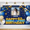 AUBAO Custom Happy 62nd Birthday Decorations Banner - 62 Years Old Backdrop Men Boys Girls Personalization Party Supplies Navy Blue, 4x6ft/5x7.5ft/6x9ft/7x10.5ft/8x12ft view 1