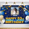 AUBAO Custom Happy 53rd Birthday Decorations Banner - 53 Years Old Backdrop for Women Men Boys Girls Personalization Party Supplies Navy Blue view 1