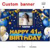 AUBAO Custom Happy 41st Bday Decors Banner - 41 Years Old Backdrop for Women Men Boys Girls Personalization Party Supplies Navy Blue 4x6ft/5x7.5ft/6x9ft/7x10.5ft/8x12ft view 2