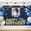AUBAO Custom Happy 73rd Birthday Decor Banner,73 Years Old Birthday Decor Backdrop Women Men Boys Girls, Happy 73rd Birthday Party Decor Supplies,Navy Blue 4x6ft/5x7.5ft/6x9ft/7x10.5ft/8x12ft view 1
