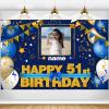 AUBAO Custom Happy 51st Birthday Decorations Banner - 51 Years Old Backdrop for Women Men Boys Girls Personalization Party Supplies Navy Blue, 4x6ft/5x7.5ft/6x9ft/7x10.5ft/8x12ft view 1