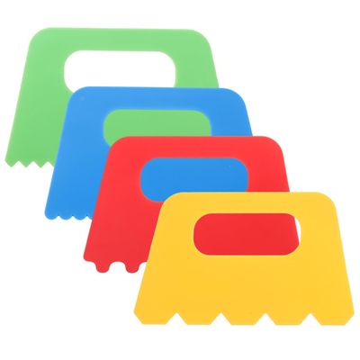 STOBOK Kids Art Paint Scraper Tool Set 4 Pieces Plastic Scrapers for Children S Creative Painting and DIY Drawing Activities with Ergonomic Handles 4.9X3.1 Inch