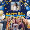 Custom Happy 54th Birthday Decorations Banner - 54 Years Old Birthday Decorations Backdrop for Women Men Boys Girls - Personalization Happy 54th Birthday Party Decorations Supplies - Navy Blue view 2