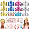 Yrmysrx 22 Pcs Foam Princess Tiaras Crowns with Gem Diamond Stickers and Temporary Tattoos for DIY Your Own Princess Queen Tiaras Prince King Crowns Kids Birthday Party Hats view 1