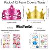 Yrmysrx 22 Pcs Foam Princess Tiaras Crowns with Gem Diamond Stickers and Temporary Tattoos for DIY Your Own Princess Queen Tiaras Prince King Crowns Kids Birthday Party Hats view 2