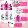 Yrmysrx 22 Pcs Foam Princess Tiaras Crowns with Gem Diamond Stickers and Temporary Tattoos for DIY Your Own Princess Queen Tiaras Prince King Crowns Kids Birthday Party Hats view 3