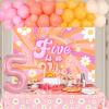 Cheereveal Five is a Vibe Birthday Party Decorations, Groovy 5th Birthday Balloon Arch Garland Kit - Banner Number 5 Foil Balloon for Girls Hippie Retro Disco Groovy 5 Years Old Birthday view 4