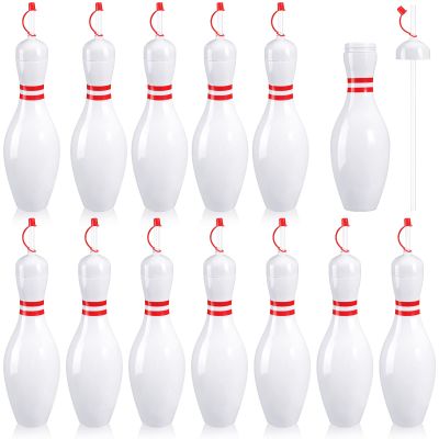 Funtery 12 Set Bowling Lovers Gifts for Men Women 25 oz Reusable Bowling Pin Plastic Water Bottles with Straws and Lids Sports Fans