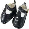 Black T-Strap Shoes for 15 inch Baby Dolls 2 3/4 x 1 1/2 inches view 1