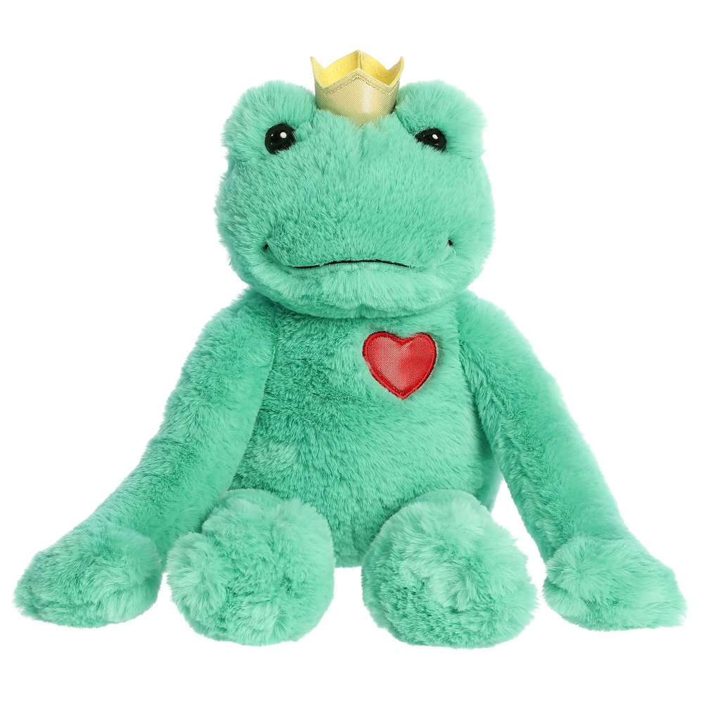 Aurora Heartwarming Valentine Frog Prince Stuffed Animal - Decorative Charm - Loveable Companions - Green 18 Inches