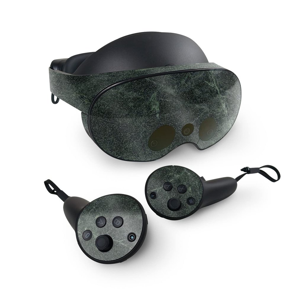 MightySkins Glossy Glitter Skin Compatible with Meta Quest Pro - Green Marble | Protective, Durable High-Gloss Glitter Finish | Easy to Apply, Remove, and Change Styles | Made in The USA