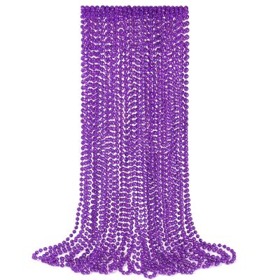 YAXINRUI 12 PCS Purple Bead Necklaces, Purple Mardi Gras Beads, Halloween Beads Necklaces, 33 Inch Beaded Necklaces Costume Necklace for Mardi Gras Christmas Halloween Party Favors