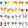 Flying Childhood 16Pcs Jungle Animal Ears Headbands as Safari Party Favors Wild One Birthday Decorations Plush Animal Headpiece for Kids Adults view 1