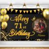 AUBAO Custom Happy 71st Birthday Decorations Banner -71 Years Old Backdrop for Women Men Boys Girls - Personalization Party Supplies - Black and Gold, 4x6ft/5x7.5ft/6x9ft/7x10.5ft/8x12ft view 1