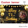 AUBAO Custom Happy 71st Birthday Decorations Banner -71 Years Old Backdrop for Women Men Boys Girls - Personalization Party Supplies - Black and Gold, 4x6ft/5x7.5ft/6x9ft/7x10.5ft/8x12ft view 2