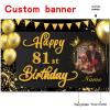 AUBAO Custom Happy 81st Birthday Decorations Banner -81 Years Old Backdrop for Women Men Boys Girls - Personalization Party Supplies Black and Gold 4x6ft/5x7.5ft/6x9ft/7x10.5ft/8x12ft view 2
