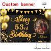 AUBAO Custom Happy 53rd Birthday Decor Banner - Black Gold, 4x6ft-8x12ft, Personalized, Waterproof, Polyester Fabric, Rectangular, Unisex, Birthday Party view 2