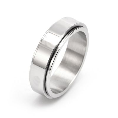 MIKAMU Anxiety Ring for Women Men Stainless Steel Fidget Anxiety Ring 6mm Star Spinner Rings for Men Stress Relieving Reduce Anxiety (white gold, 9)