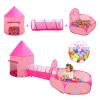 3PC Princess Tent for Girls with Kids Ball Pit, Kids Play Tents and Crawl Tunnel for Toddlers, Pink Pop Up Playhouse Toys for Baby Indoor& Outdoor Tent Games (Pink Tent with Stars 3pc) view 1