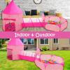 3PC Princess Tent for Girls with Kids Ball Pit, Kids Play Tents and Crawl Tunnel for Toddlers, Pink Pop Up Playhouse Toys for Baby Indoor& Outdoor Tent Games (Pink Tent with Stars 3pc) view 2