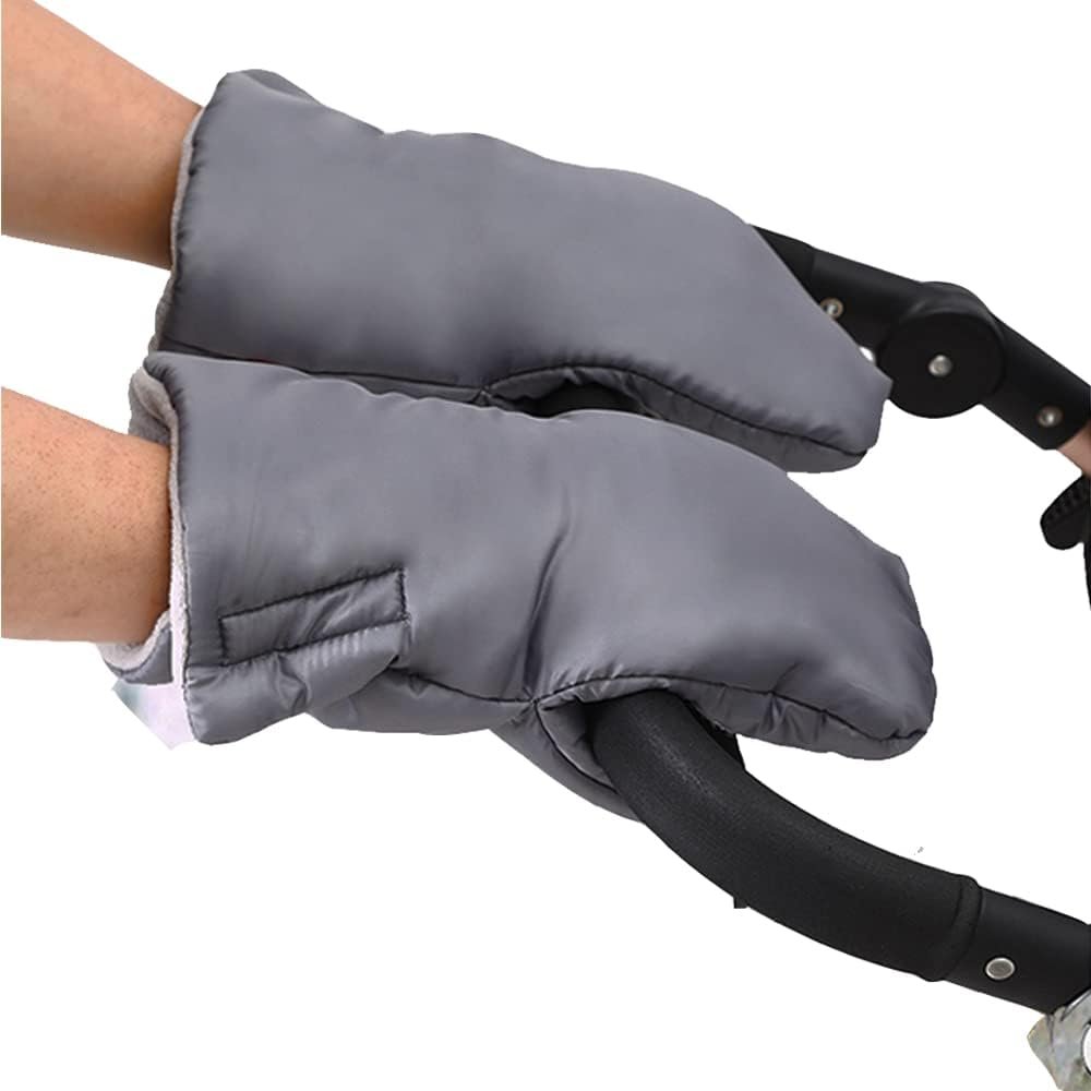 1 Pair Stroller Hand Muffs Thick Waterproof Warm Gloves Carts Compatible Hand Muffs Pram Stroller Accessory Hand Warmers Gray
