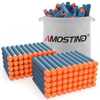 AMOSTING 100PCS Refill Bullets Ammo Pack Compatible with Nerf Guns for Nerf N-Strike Elite 2.0 Series - Compatible with All Elite Blasters Toy Guns (Blue)-with Storage Bag