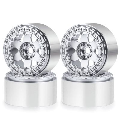 RCLIONS Aluminum Alloy 2.2inch RC Beadlock Wheels Rims 35mm for AXIAL Wraith RR10 TRX4 1/10th RC Crawler Truck Car (Silver)