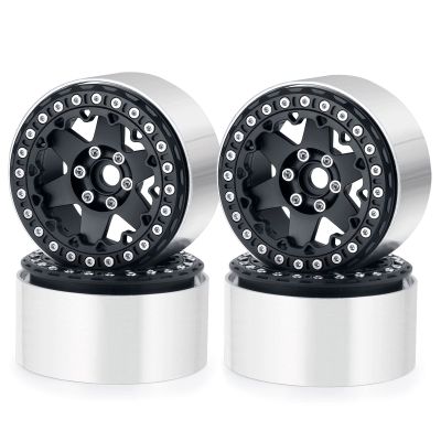 RCLIONS Aluminum Alloy 2.2inch RC Beadlock Wheels Rims 35mm for AXIAL Wraith RR10 TRX4 1/10th RC Crawler Truck Car (Black)
