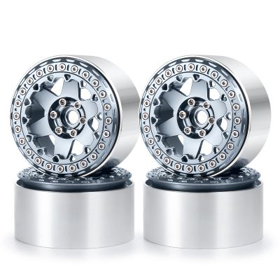 RCLIONS Aluminum Alloy 2.2inch RC Beadlock Wheels Rims 35mm for AXIAL Wraith RR10 TRX4 1/10th RC Crawler Truck Car (Titanium)