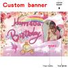 Custom Princess Theme 40th Birthday Party Decorations BannerHappy 40th Birthday Royal Castle Carriage Crown Floral Backdrop Decorations Supplies view 2