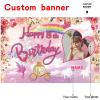 Custom Princess Theme 8th Birthday Party Decorations BannerHappy 8th Birthday Royal Castle Carriage Crown Floral Backdrop Decorations Supplies view 2