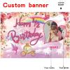 AUBAO Custom Princess Theme Half Year Birthday Party Decorations BannerHappy 1/2 Birthday Royal Castle Carriage Crown Floral Backdrop,6 Months Birthday Decorations Supplies view 2