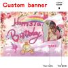 Custom Princess Theme 37th Birthday Party Decorations BannerHappy 37th Birthday Royal Castle Carriage Crown Floral Backdrop Decorations Supplies view 2