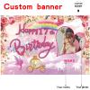 Custom Princess Theme 17th Birthday Party Decorations BannerHappy 17th Birthday Royal Castle Carriage Crown Floral Backdrop Decorations Supplies view 2