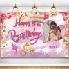 Custom Princess Theme 9th Birthday Party Decorations BannerHappy 9th Birthday Royal Castle Carriage Crown Floral Backdrop Decorations Supplies view 1