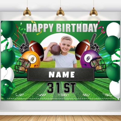 Custom Football Theme 31st Birthday Party Decorations BannerHappy 31st Birthday Football Sports Backdrop Decorations Supplies