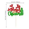 1Pc Merry Christmas Cake Topper with Red Green Glitter Christmas Tree Deer Santa Hat Cake Pick Decorations for Merry Xmas Theme Happy New Year Party Supplies view 2