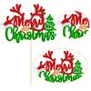 1Pc Merry Christmas Cake Topper with Red Green Glitter Christmas Tree Deer Santa Hat Cake Pick Decorations for Merry Xmas Theme Happy New Year Party Supplies view 3