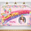 Custom Unicorn Theme 10th Birthday Party Decorations BannerHappy 10th Birthday Unicorn Backdrop Decorations Supplies view 1
